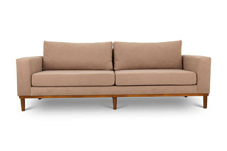Sophia three seater couch in sand suede fabric front view
