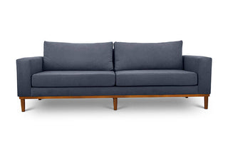 Sophia three seater couch in slate suede fabric front view