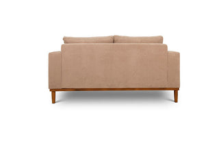 Sophia two seater couch in sand suede fabric back view