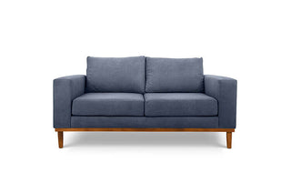 Sophia two seater couch in slate grey suede fabric front view